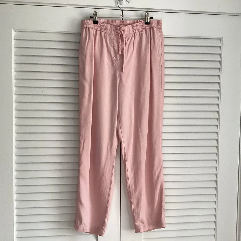 Talbots The Easy Drawstring Pants Pink Lyocell size M - Picture 2 of 12